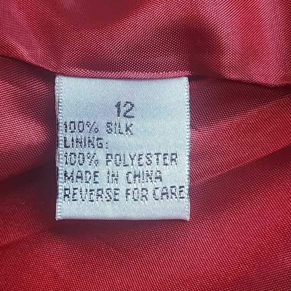 Travis Ayers Red Silk Blazer Women's Size 12 - Picture 5 of 9